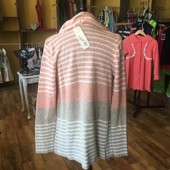 Mystree Pink & Grey Striped wrap sweater NWT Small - Picture 4 of 4